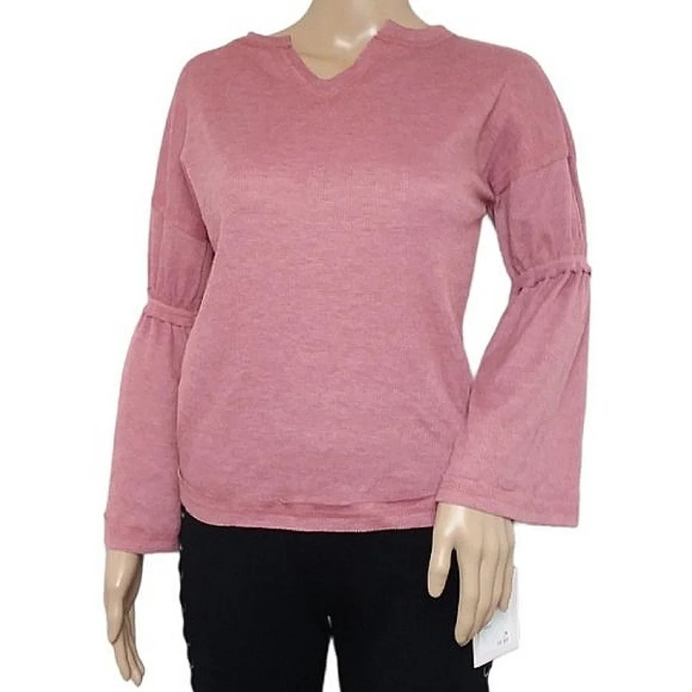 BAEA FLARE-SLEEVE BLUSH PINK TOP
